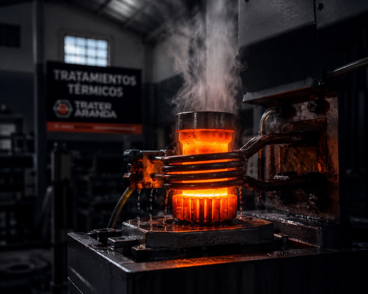 Bobina de inducción en proceso de templado